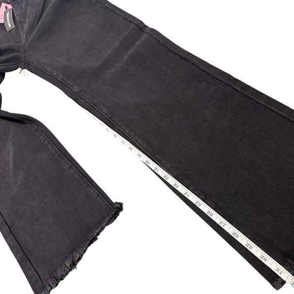Pretty Little Things Washed Black Frayed Hem Wide Leg Jeans Size 4 - Picture 5 of 7